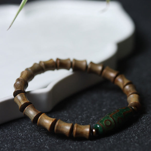 FREE Today: Peace and Soothing Tibetan Nine-Eye Dzi Bead Green Sandalwood Bracelet