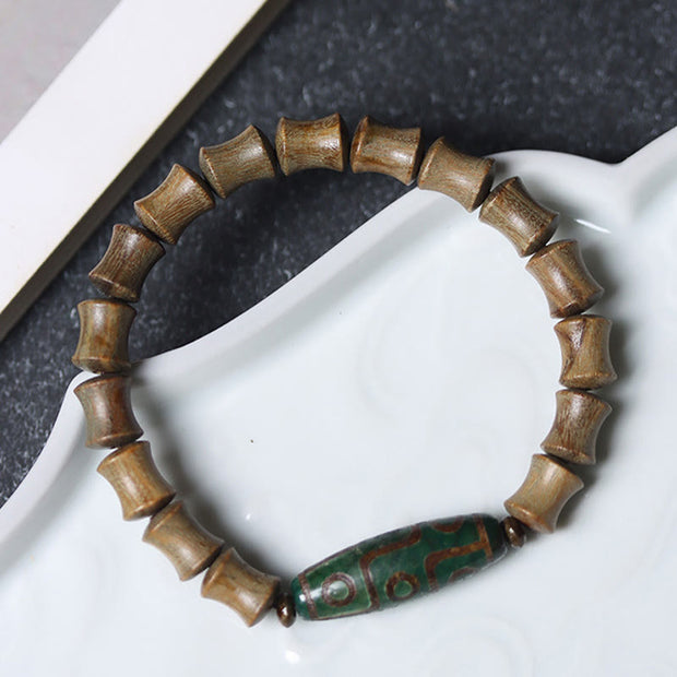 FREE Today: Peace and Soothing Tibetan Nine-Eye Dzi Bead Green Sandalwood Bracelet