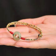 FREE Today: Prosperity and Fortune Handmade Peace Buckle Jade Colorful Rope Bracelet