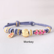 Buddha Stones Handmade Chinese Zodiac Fu Character Fortune Luck Rope Braided Bracelet