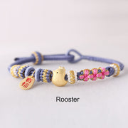 Buddha Stones Handmade Chinese Zodiac Fu Character Fortune Luck Rope Braided Bracelet