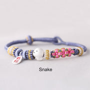 Buddha Stones Handmade Chinese Zodiac Fu Character Fortune Luck Rope Braided Bracelet