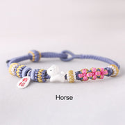 Buddha Stones Handmade Chinese Zodiac Fu Character Fortune Luck Rope Braided Bracelet