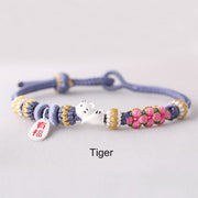 Buddha Stones Handmade Chinese Zodiac Fu Character Fortune Luck Rope Braided Bracelet