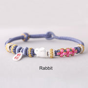 Buddha Stones Handmade Chinese Zodiac Fu Character Fortune Luck Rope Braided Bracelet