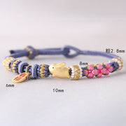 Buddha Stones Handmade Chinese Zodiac Fu Character Fortune Luck Rope Braided Bracelet