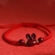 FREE Today: Luck and Blessing Handmade Cinnabar Chinese Zodiac Rabbit Red Rope Bracelet