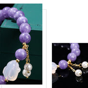 Buddha Stones Natural Purple Chalcedony Rabbit Healing Bead Bracelet