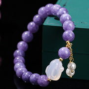 FREE Today: Positive and Harmony Natural Purple Chalcedony Rabbit Bead Bracelet