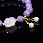 Buddha Stones Natural Purple Chalcedony Rabbit Healing Bead Bracelet