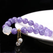 Buddha Stones Natural Purple Chalcedony Rabbit Healing Bead Bracelet