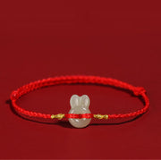 Buddha Stones Hetian Jade Cute Rabbit String Luck Bracelet