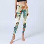 Buddha Stones Cranes Plum Blossoms Mountains Print Gym Leggings Women's Yoga Pants - image 6