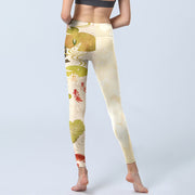 Buddha Stones Koi Fish Lotus Leaves Print Gym Leggings Women's Yoga Pants - image 7