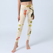 Buddha Stones Koi Fish Lotus Leaves Print Gym Leggings Women's Yoga Pants