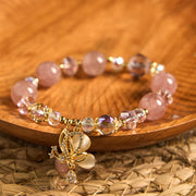 FREE Today: Love and Healing Natural Strawberry Quartz Butterfly Bracelet