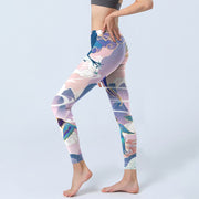 Buddha Stones Swallow Magpie Flower Mountain Auspicious Clouds Print Gym Leggings Women's Yoga Pants - image 3