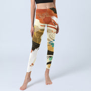 Buddha Stones Red-crowned Crane Auspicious Clouds Pine Tree Print Gym Leggings Women's Yoga Pants