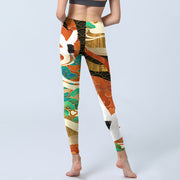 Buddha Stones Red-crowned Crane Auspicious Clouds Pine Tree Print Gym Leggings Women's Yoga Pants - image 7
