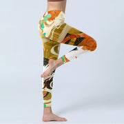 Buddha Stones Red-crowned Crane Auspicious Clouds Pine Tree Print Gym Leggings Women's Yoga Pants - image 5