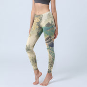 Buddha Stones Peacock Auspicious Clouds Mountain Flowers Print Gym Leggings Women's Yoga Pants - LightGrey - US18，UK/AU22，EU50 (4XL) - image 1
