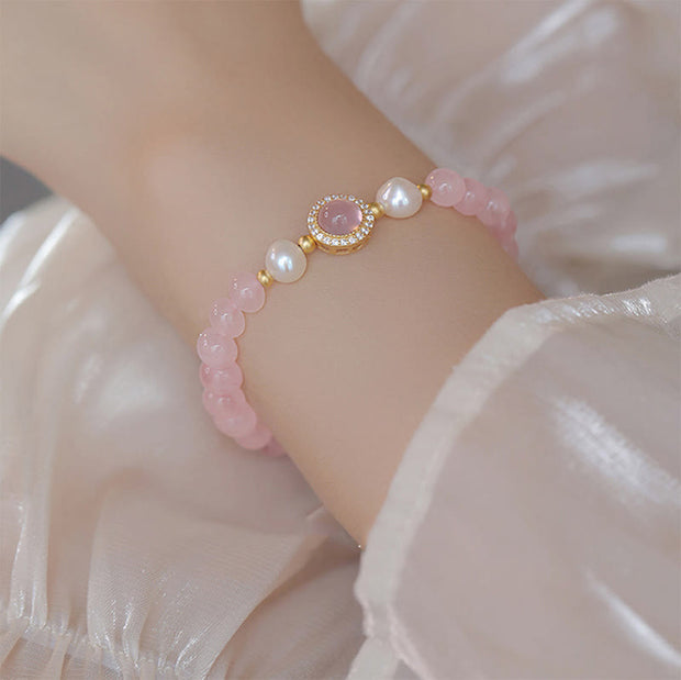 FREE Today: Warmth Love Pink Crystal Pearl Bracelet