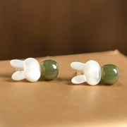 FREE Today: Luck Prosperity Tridacna Stone Cute Rabbit Hetian Jade Earrings