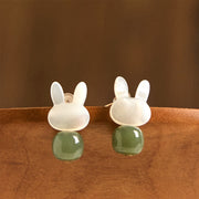 FREE Today: Luck Prosperity Tridacna Stone Cute Rabbit Hetian Jade Earrings