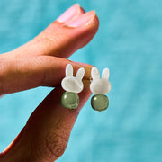 FREE Today: Luck Prosperity Tridacna Stone Cute Rabbit Hetian Jade Earrings