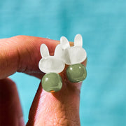 FREE Today: Luck Prosperity Tridacna Stone Cute Rabbit Hetian Jade Earrings