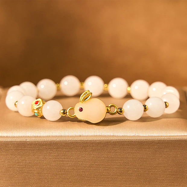 FREE Today: Wealth and Luck Golden Silk Jade Cute Rabbit Bracelet