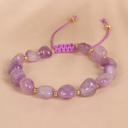 Buddha Stones Irregular Shape Amethyst Braid String Balance Bracelet