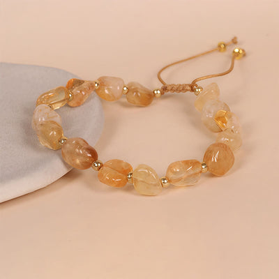 Buddha Stones Irregular Shape Citrine Braid String Happiness Bracelet