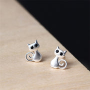 FREE Today: Blessing Protection 925 Sterling Silver Posts Cute Cat Kitten Stud Earrings