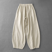 Buddha Stones Casual Plain 7-8 Length Women's Cotton Linen Harem Pants With Pockets