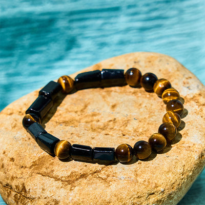 Buddha Stones Natural Black Tourmaline Tiger Eye Positive Bracelet