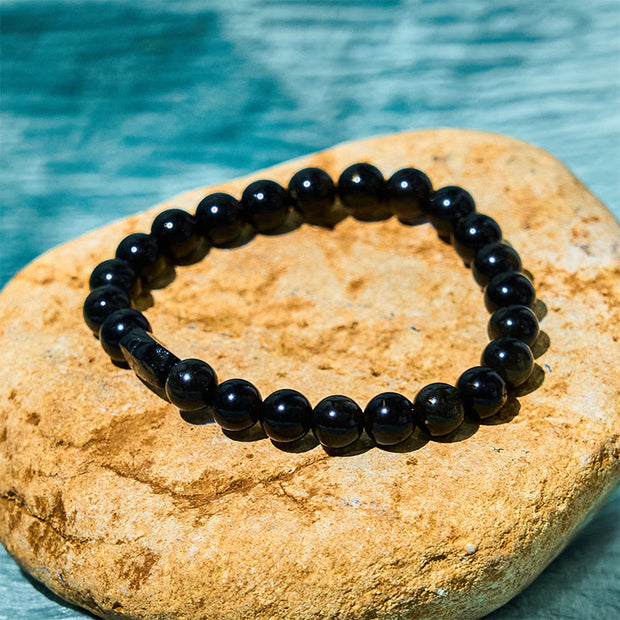 Buddha Stones Gold Sheen Obsidian Black Tourmaline Wealth Bracelet