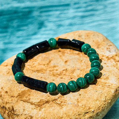 Buddha Stones Malachite Black Tourmaline Purity Bracelet