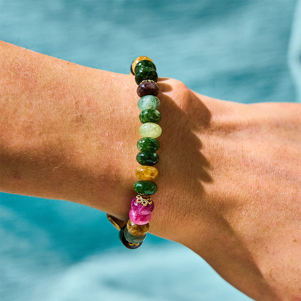 Buddha Stones Tourmaline Jade Safe And Well Love Bracelet