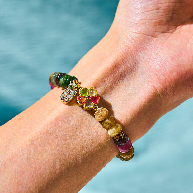 Buddha Stones Tourmaline Jade Safe And Well Love Bracelet