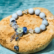 Buddha Stones Blue Crystal Amethyst Sun Stone Green Aventurine Healing Bracelet