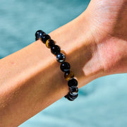 Buddha Stones Natural Tiger's Eye Obsidian Hematite Positive Powerful Bracelet