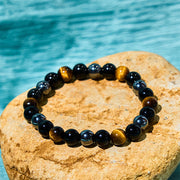 Buddha Stones Natural Tiger's Eye Obsidian Hematite Positive Powerful Bracelet