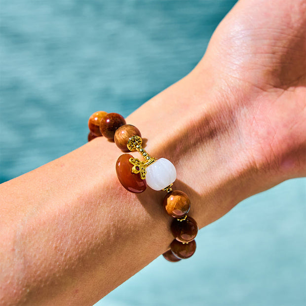 Buddha Stones Natural Red Tiger Eye Pumpkin Calm Bracelet