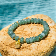 Buddha Stones Strawberry Quartz Cyan Jade Lucky Cat Beads Healing Bracelet