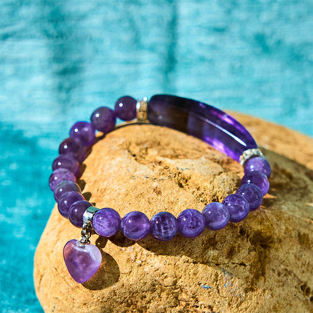 Buddha Stones Natural Quartz Love Heart Healing Beads Bracelet