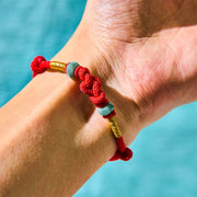 Buddha Stones Red String Jade Luck Fortune Knot Braided Couple Bracelet