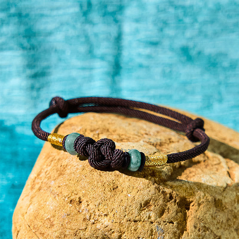 Buddha Stones Red String Jade Luck Fortune Knot Braided Couple