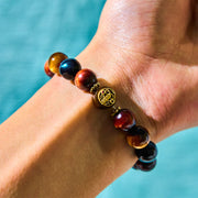 Buddha Stones Tiger Eye Stone Beads Protection Courage Bracelet