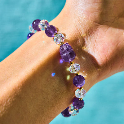 Buddha Stones Natural Amethyst Pixiu Crystal Balance Bracelet